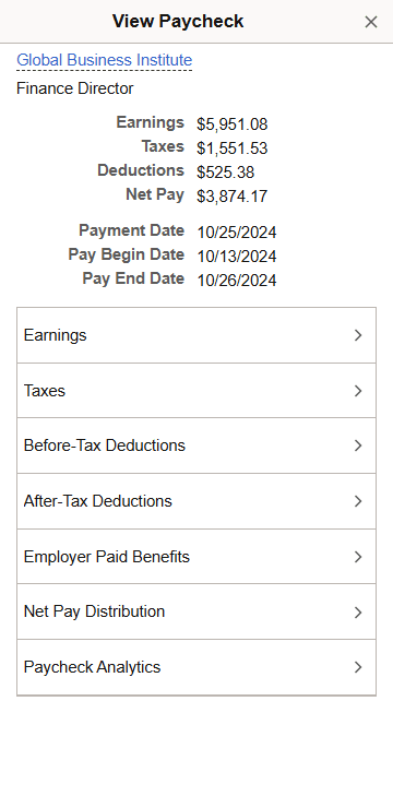 (Smartphone) View Paycheck page