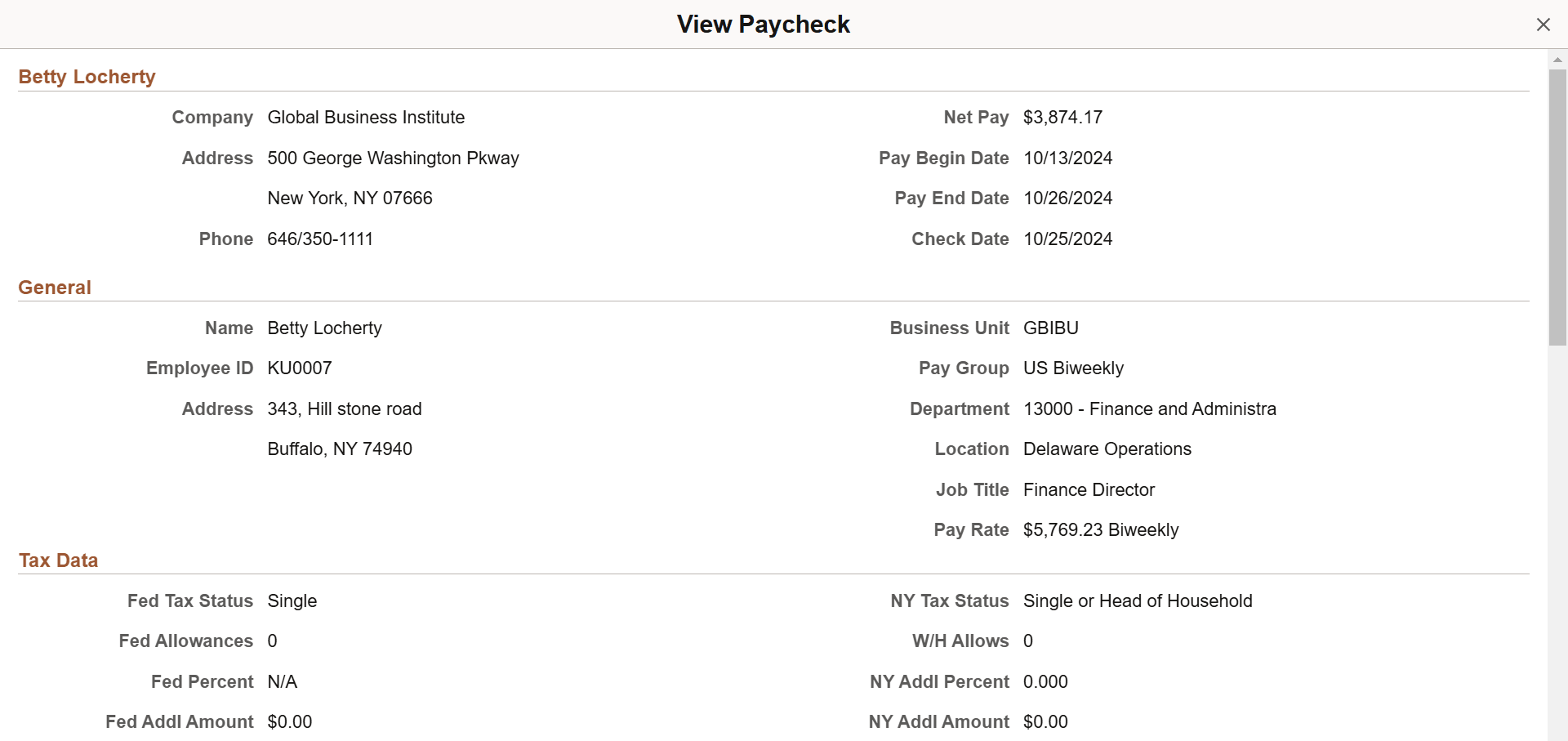 (Laptop) View Paycheck page (1 of 4)