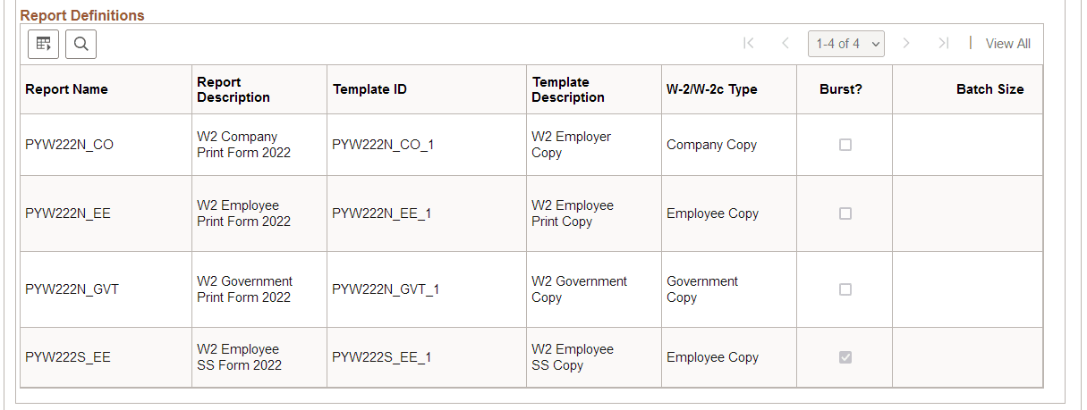 Year End Form Options page (2 of 2)