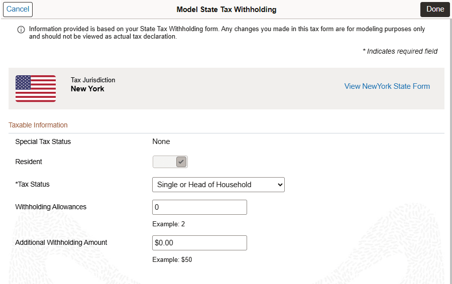 Model State Tax Withholding page