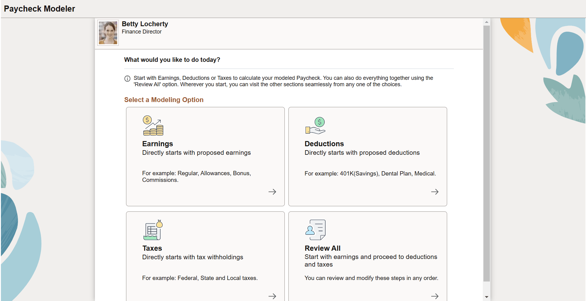 Paycheck Modeler - Decision page