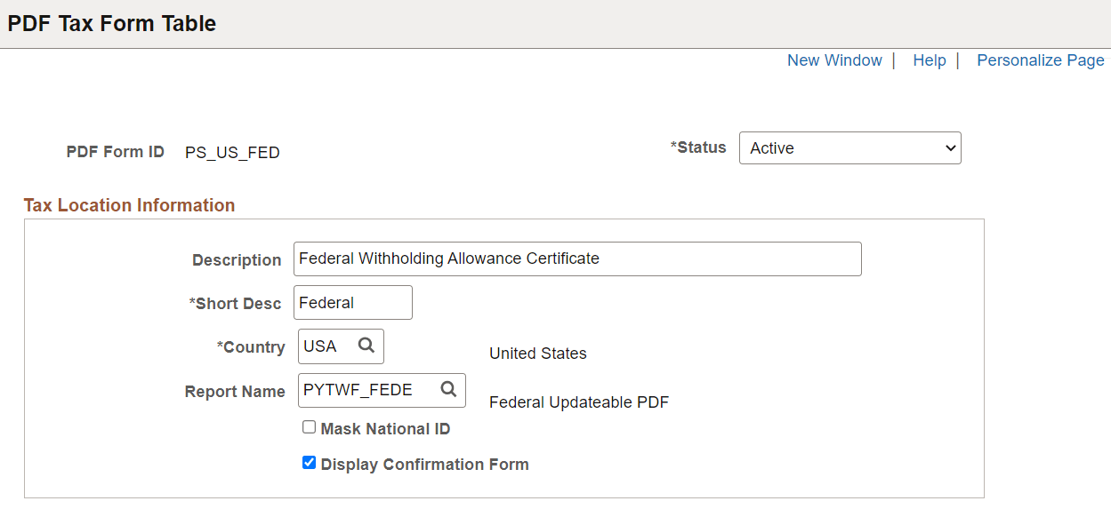 PDF Tax Form Table page