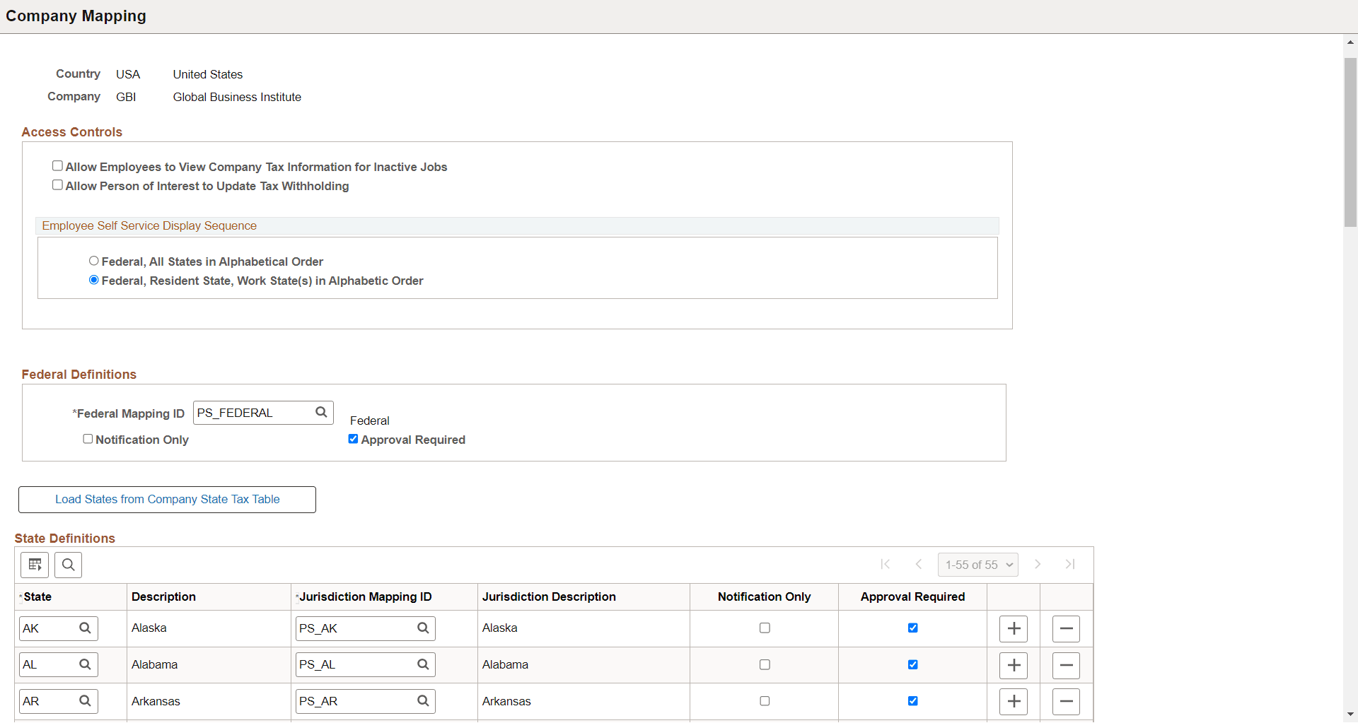 (USA) Company Mapping page