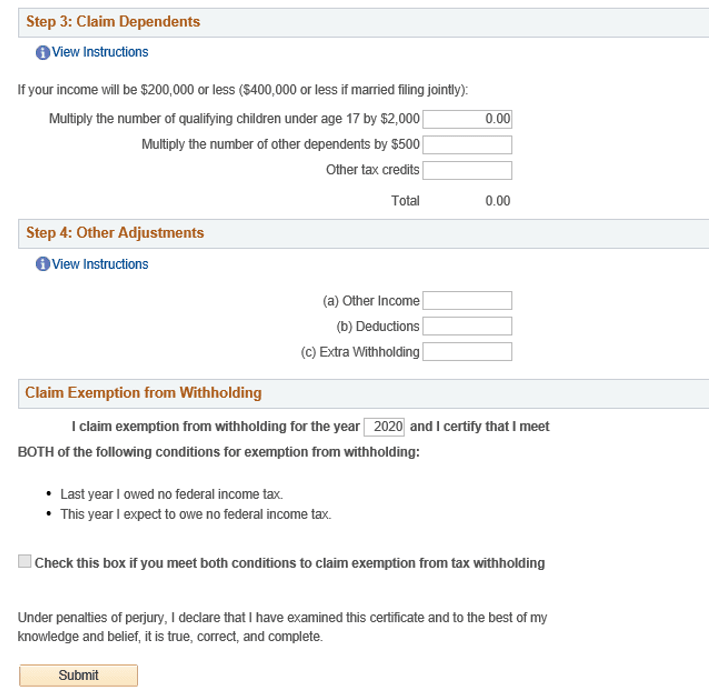 W-4 Withholding Certificate page (2 of 2)
