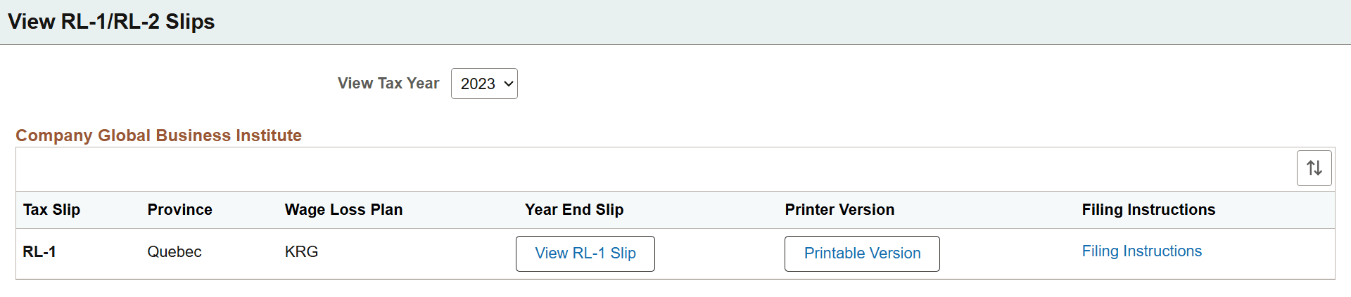 View RL-1/RL-2 Slips page in screen reader mode