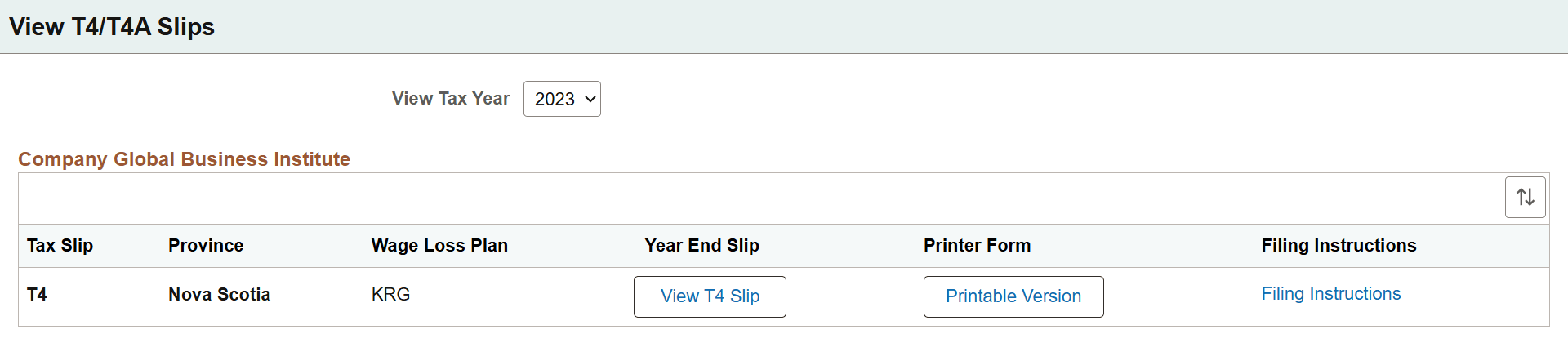 View T4/T4A Slips page in screen reader mode