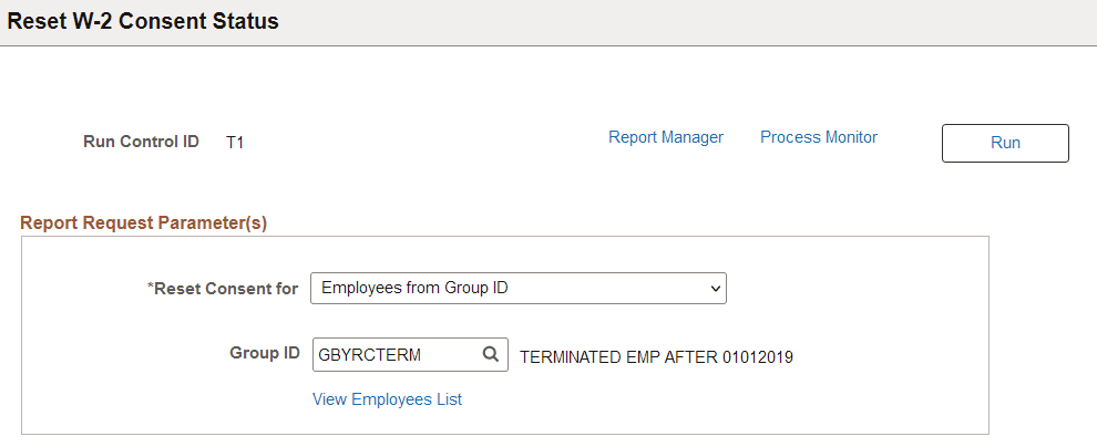 Reset W-2 Consent Status page