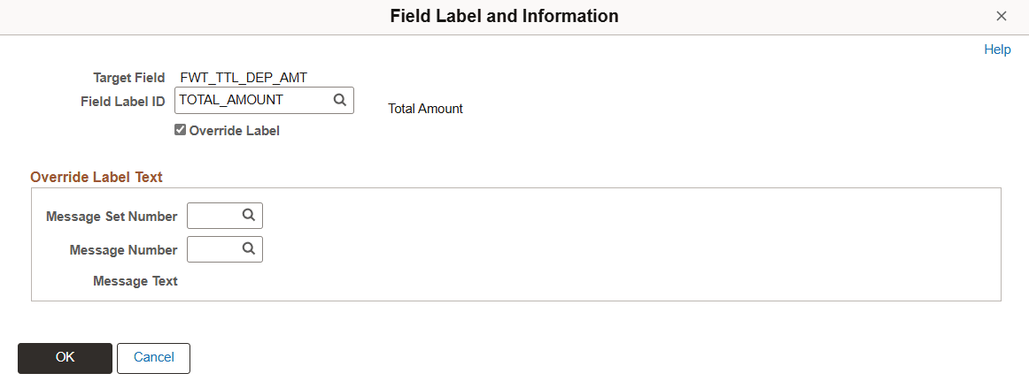 Field Label and Information page