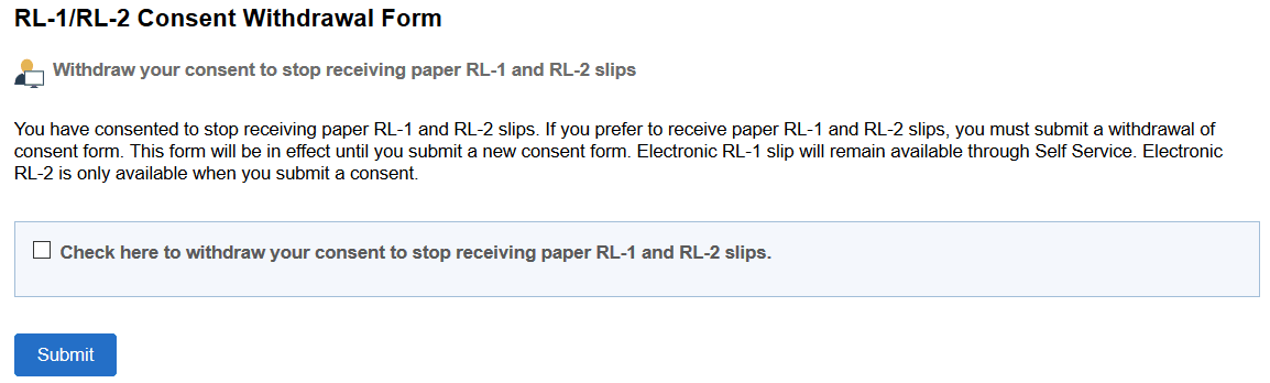 RL-1/RL-2 Consent Withdrawal Form page
