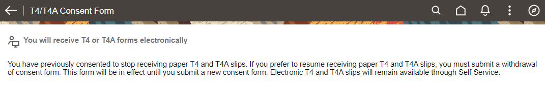 T4/T4A Consent Form page (submission confirmation)