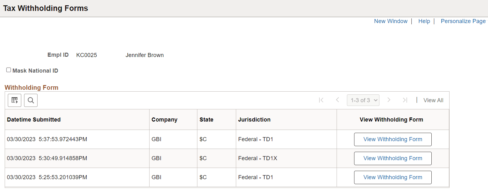 Tax Withholding Forms page