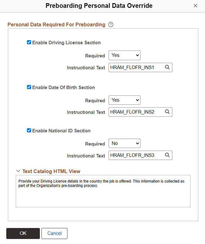 Preboarding Personal Data Override modal