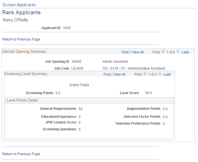 Rank Applicants (details) page