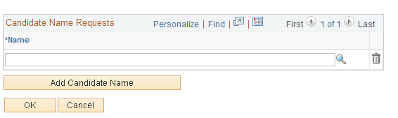 Candidate Name Requests page