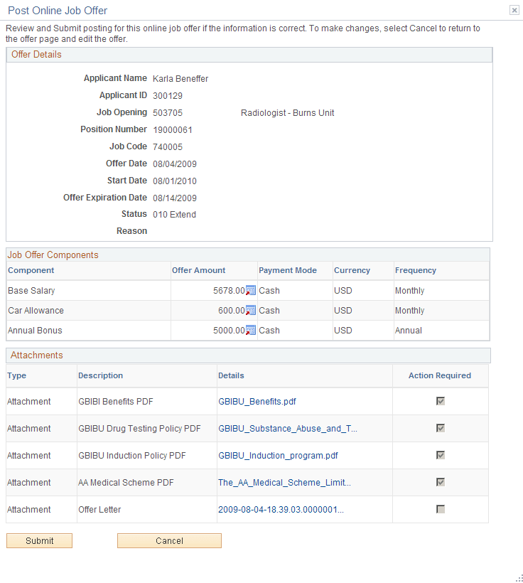 Post Online Job Offer page