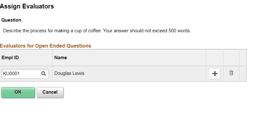Assign Evaluators page
