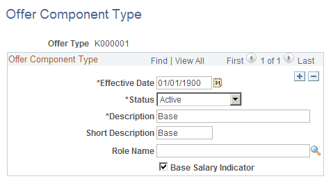 Offer Component Type page