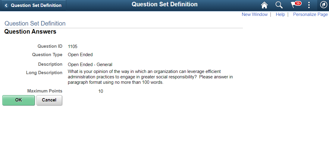 Question Answers page: open-ended question