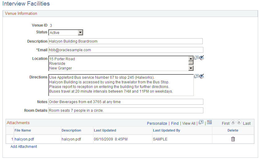 Interview Facilities page