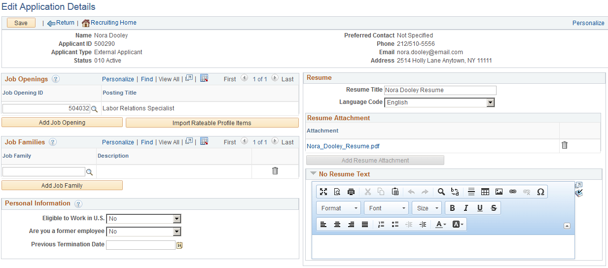 Application Details page (1 of 4)