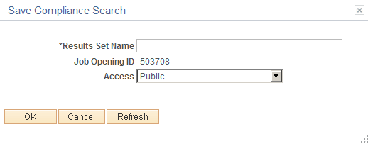 Save Compliance Search page