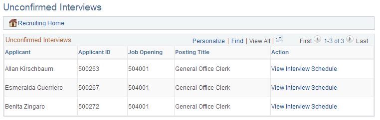 Unconfirmed Interviews page