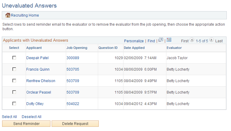 Unevaluated Answers page