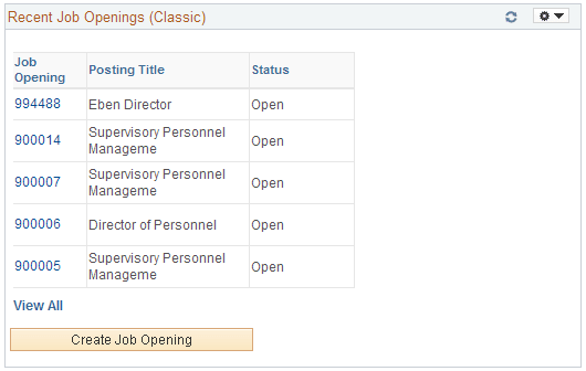 Recent Job Openings (Classic) pagelet