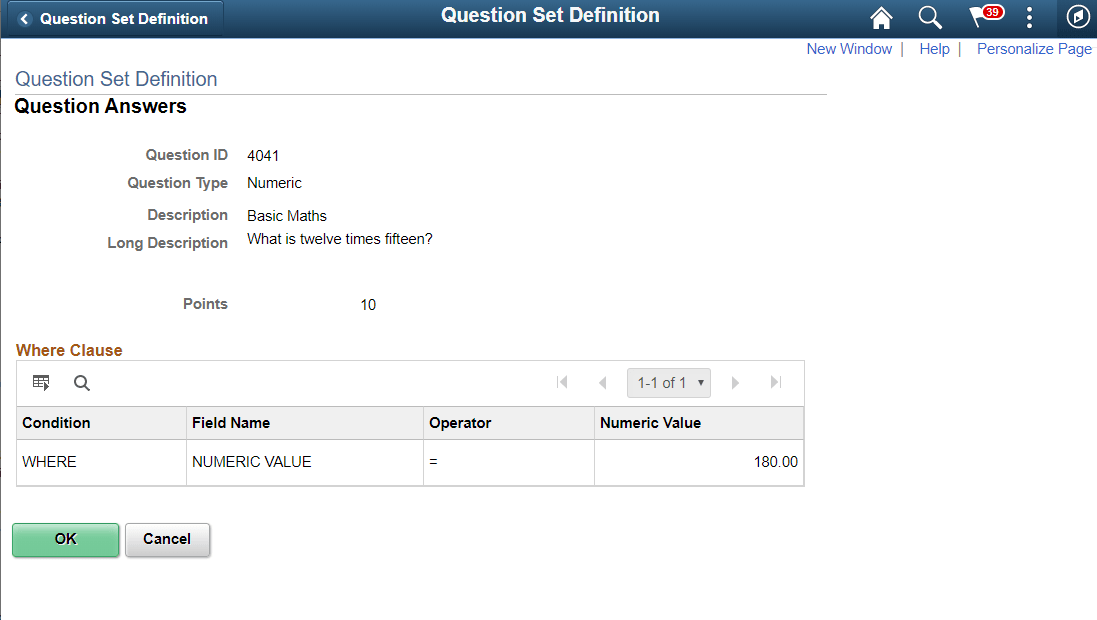 Question Answers page: numeric question