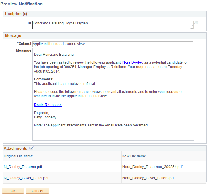 Preview Notification page
