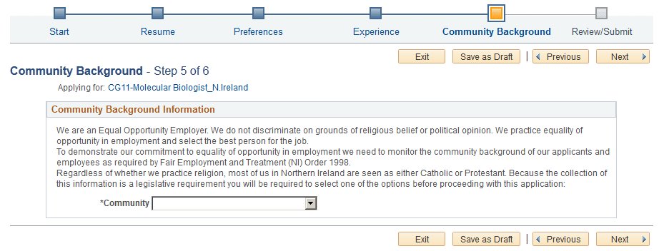 Community Background page