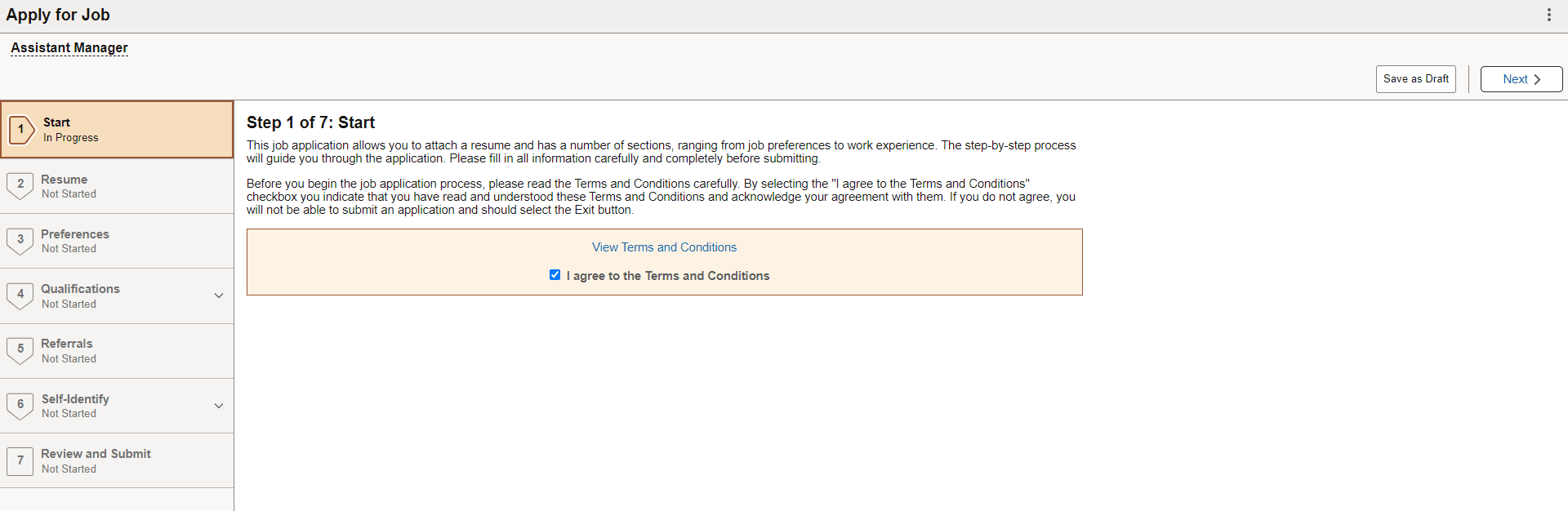 Start Step of Apply for Job AG