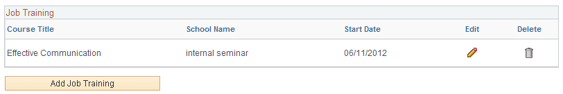 Job Training section