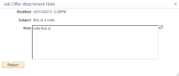 Job Offer Attachment Note page