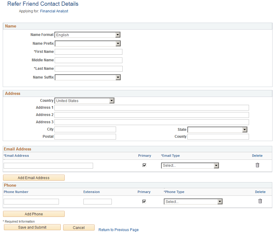 Refer Friend - Contact Details page