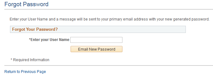 Forgot Password page - no secret question