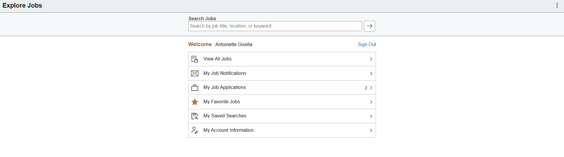 Explore Jobs after login