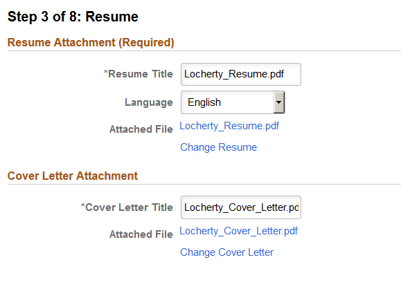 Resume page with files attached (fluid)