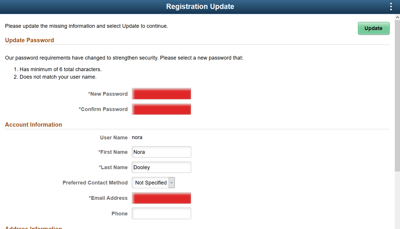Registration Update page (fluid) (1 of 2)