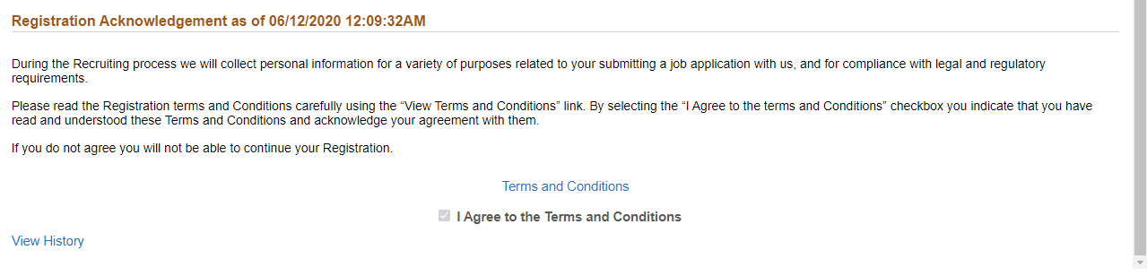 Registration Acknowledgement section