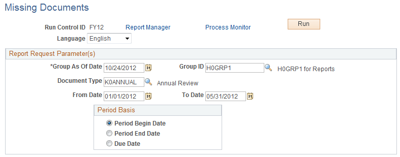 Missing Documents page