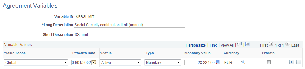 Agreement Variables page