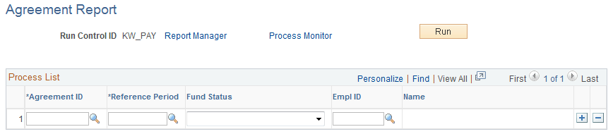 Agreement Report page