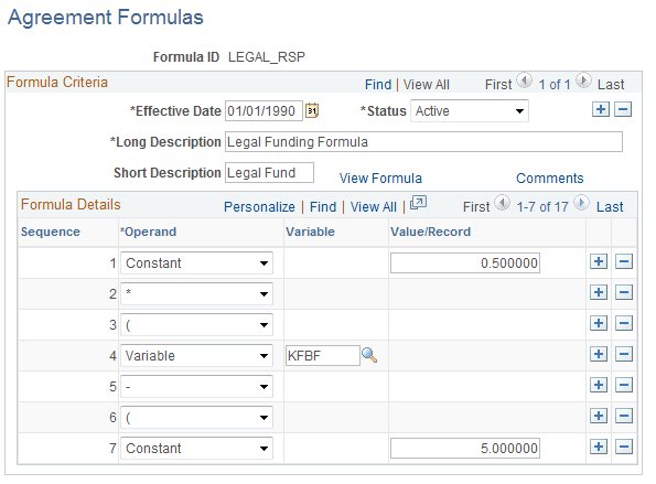 Agreement Formulas page