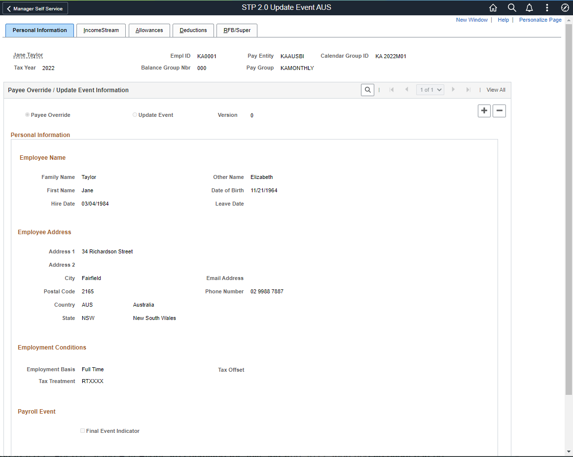 STP 2.0 Update Event AUS Page
