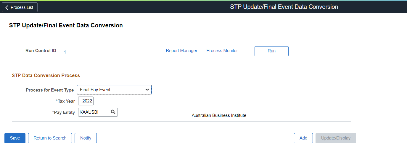 STP Final Event page