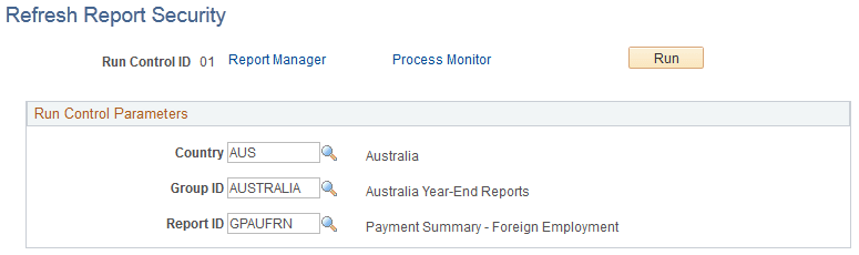 Refresh Report Security page