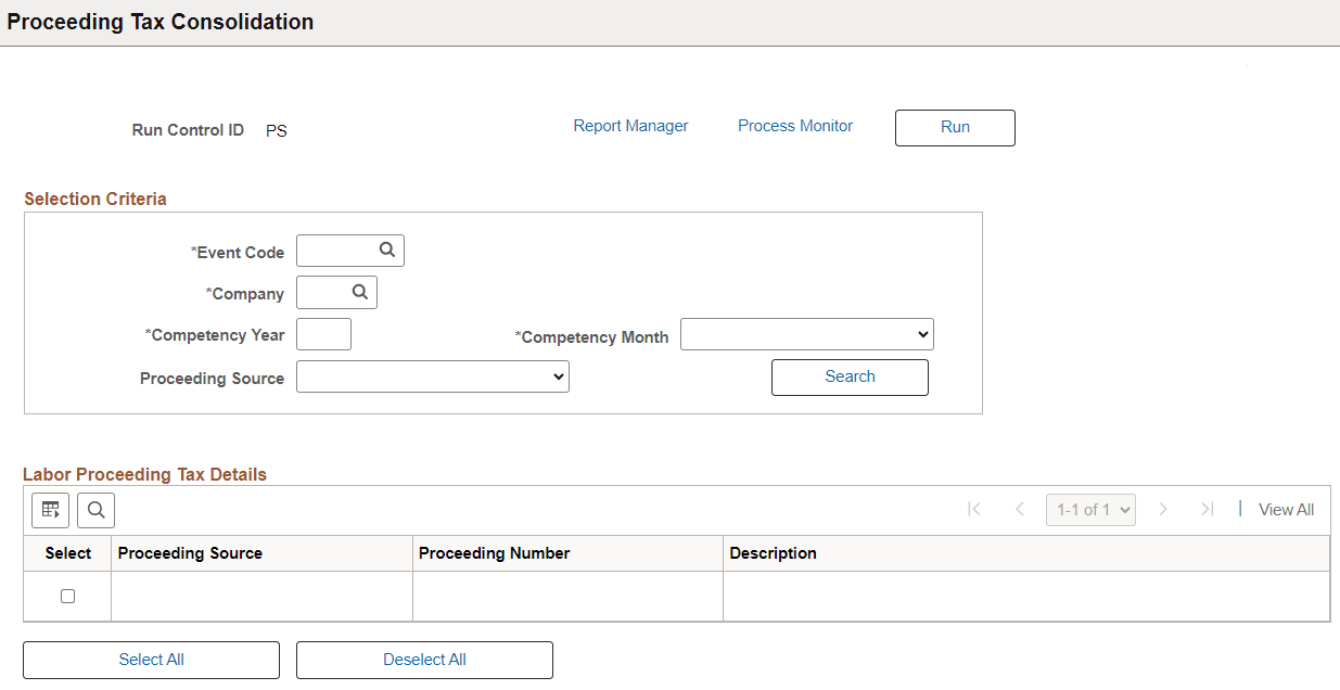 Proceeding Tax Consolidation page