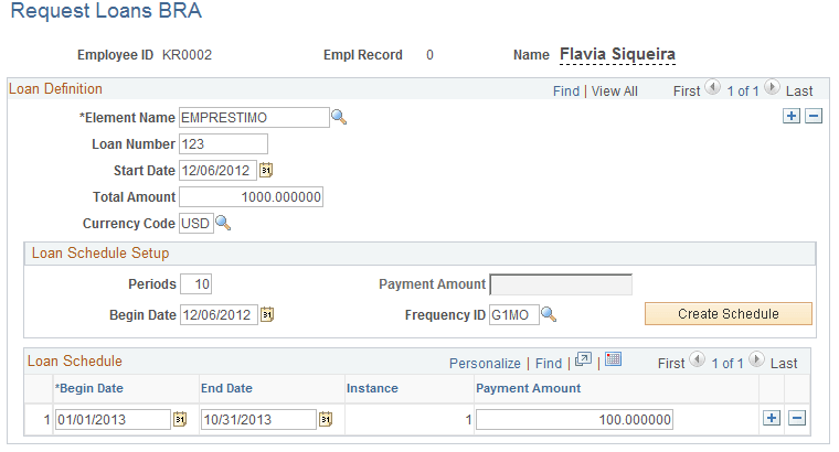 Request Loans BRA page