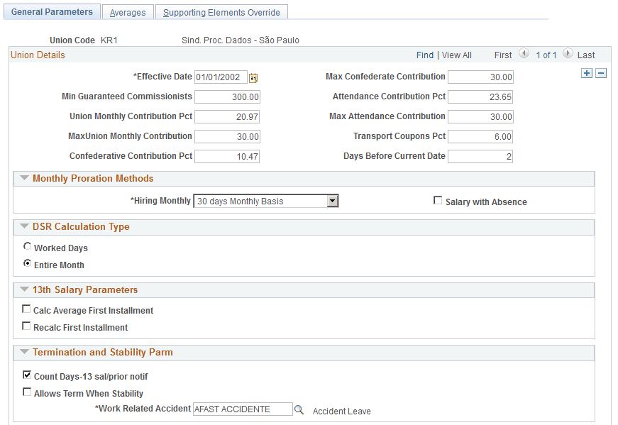 General Parameters page (1 of 2)